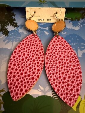 Pink Textured Drop Earrings